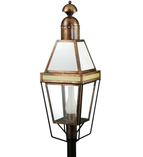 Meyda Tiffany Lighting 111483 Hancock One Light Post Mount Outdoor Copper/Antique/Verde