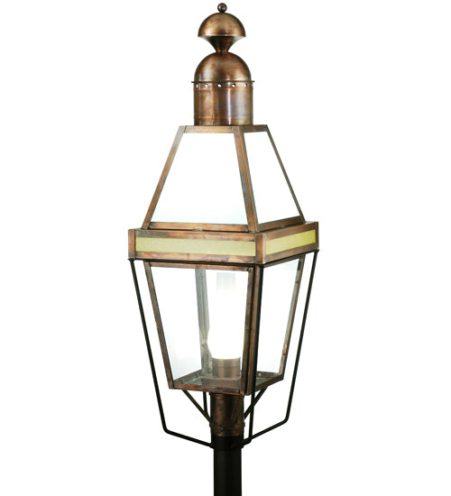 Meyda Tiffany Lighting 111483 Hancock One Light Post Mount Outdoor Copper/Antique/Verde