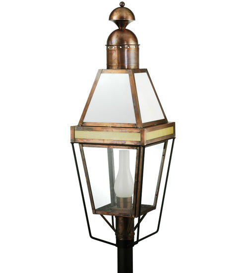 Meyda Tiffany Lighting 111483 Hancock One Light Post Mount Outdoor Copper/Antique/Verde