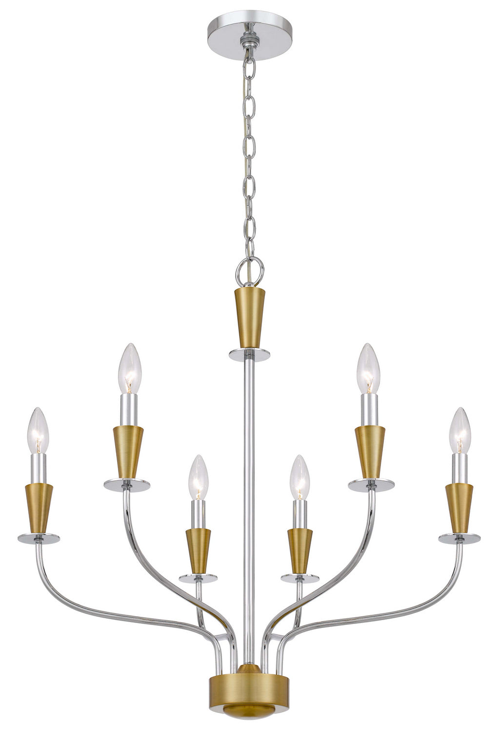 Cal Weston FX-3763-6 Chandelier Light - Chrome/ Satin Brass