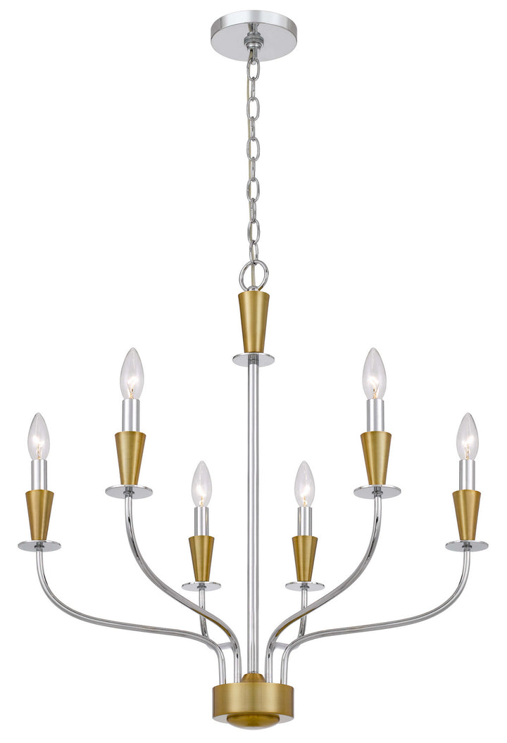 Cal Weston FX-3763-6 Chandelier Light - Chrome/ Satin Brass