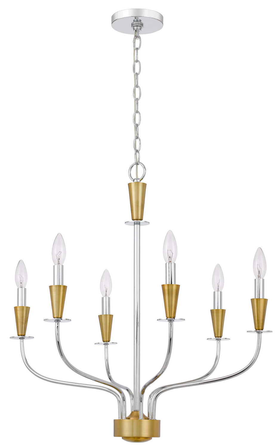 Cal Weston FX-3763-6 Chandelier Light - Chrome/ Satin Brass