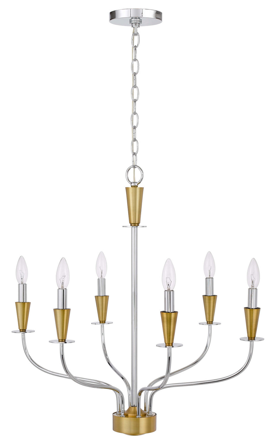 Cal Weston FX-3763-6 Chandelier Light - Chrome/ Satin Brass