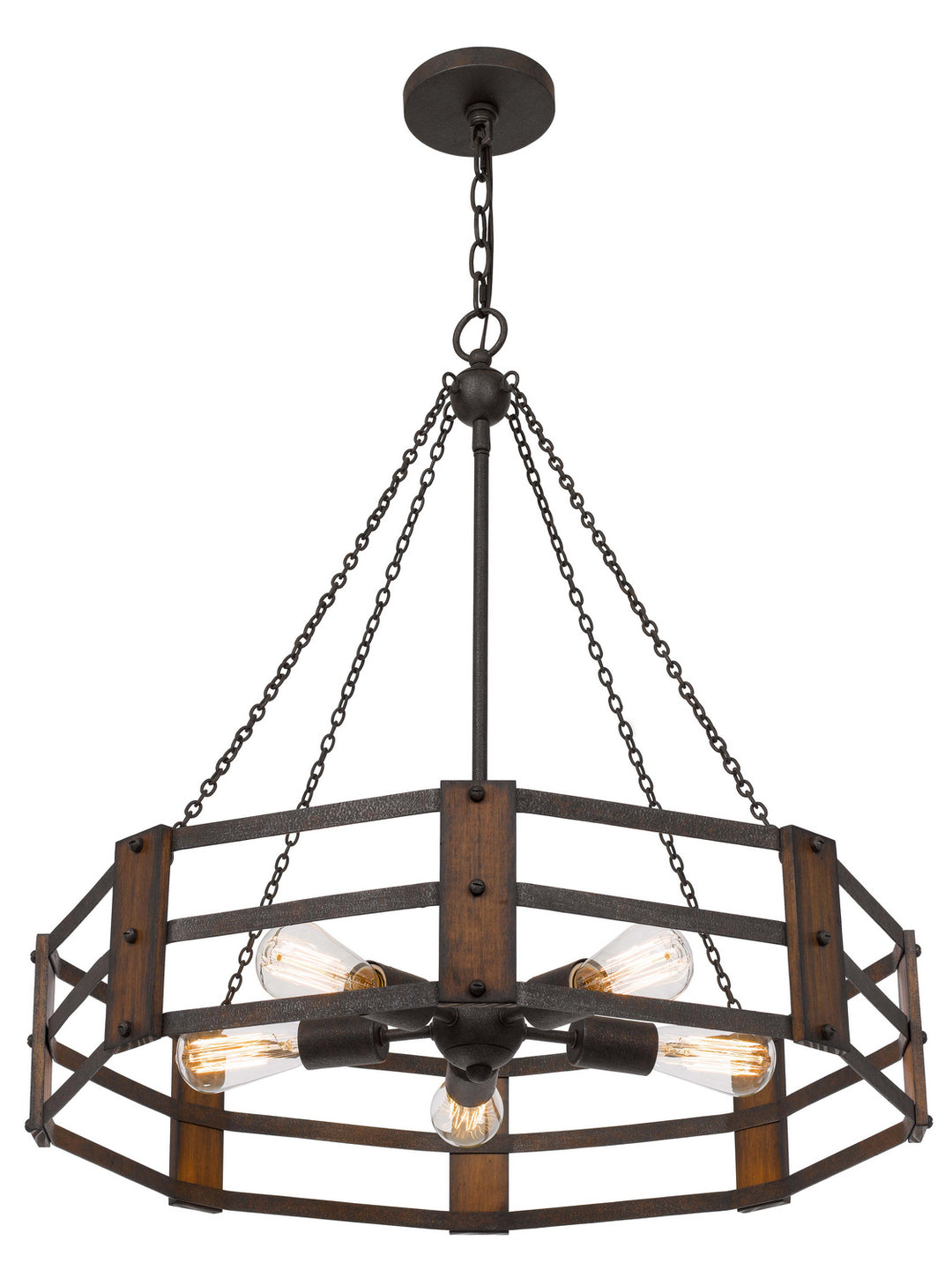 Cal Provo FX-3766-5 Chandelier Light - Oak/Iron