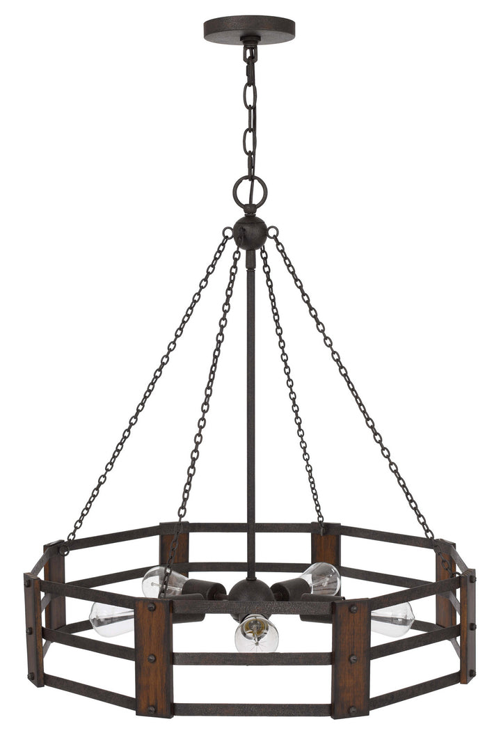 Cal Provo FX-3766-5 Chandelier Light - Oak/Iron