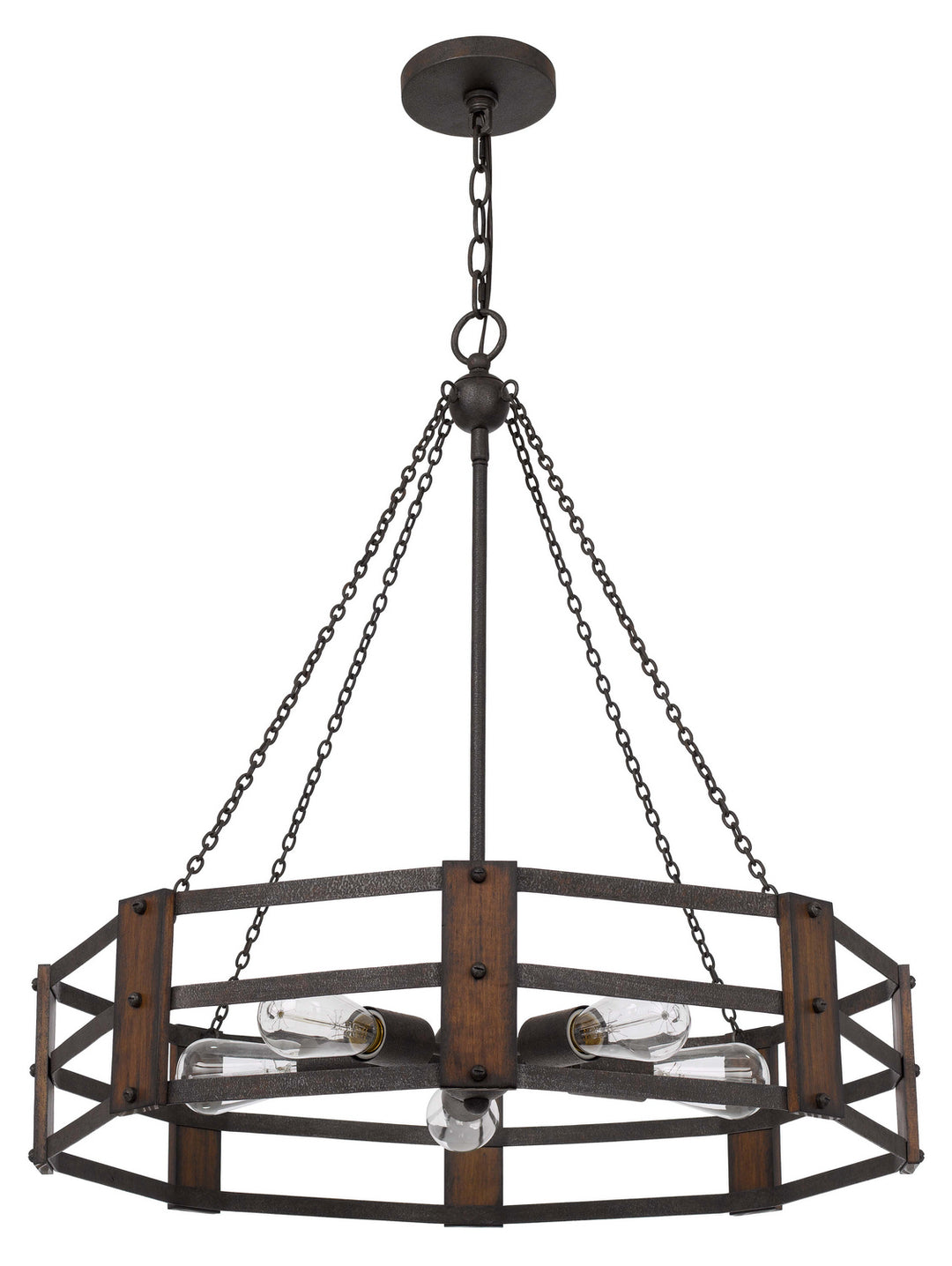 Cal Provo FX-3766-5 Chandelier Light - Oak/Iron