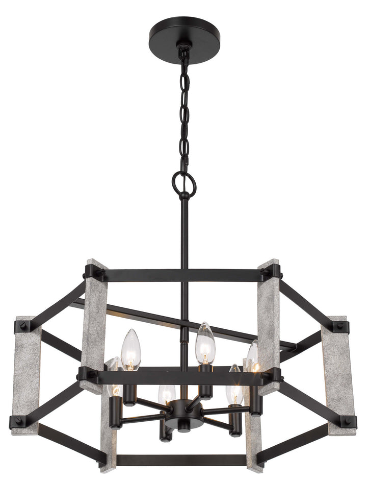 Cal Rutland FX-3767-6 Chandelier Light - Fossil / Black