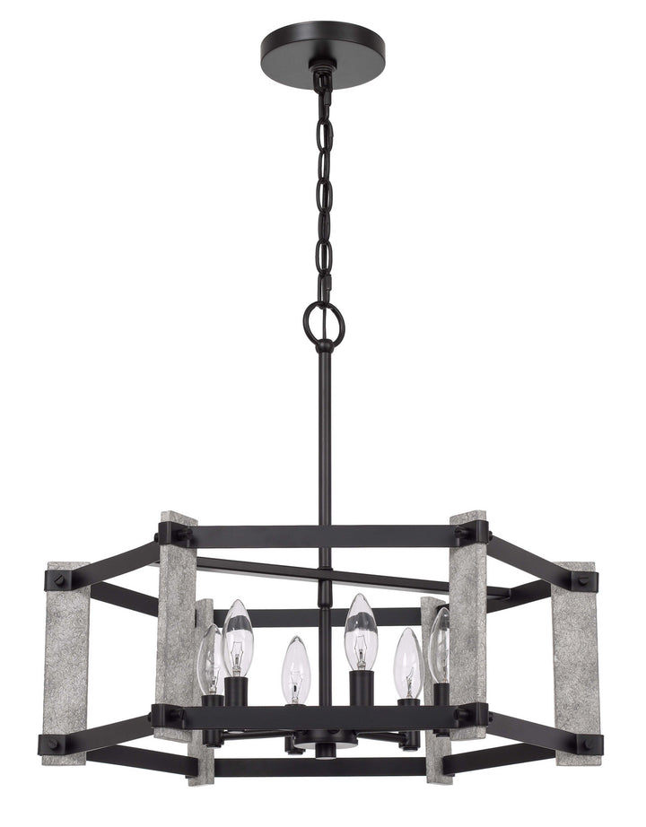 Cal Rutland FX-3767-6 Chandelier Light - Fossil / Black