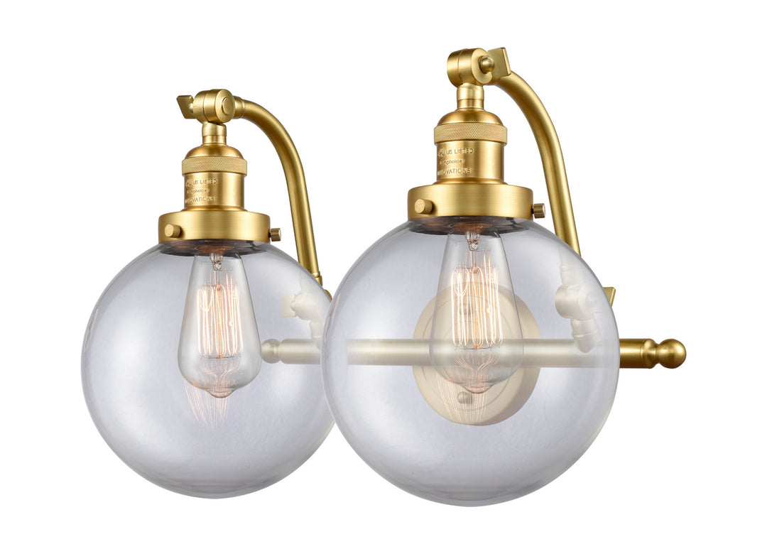 Innovations Franklin Restoration 515-2W-SG-G202-8-LED Bath Vanity Light 18 in. wide - Satin Gold