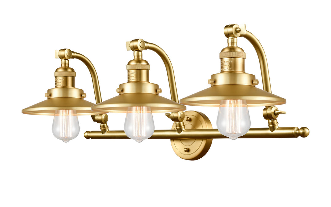 Innovations Franklin Restoration 515-3W-SG-M4-SG Bath Vanity Light 28 in. wide - Satin Gold