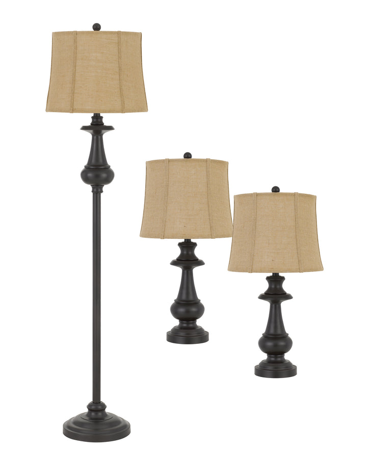 Cal Lighting BO-2962-3 3 Pc Package Table And Floor Lamp Lamp Bronze / Dark