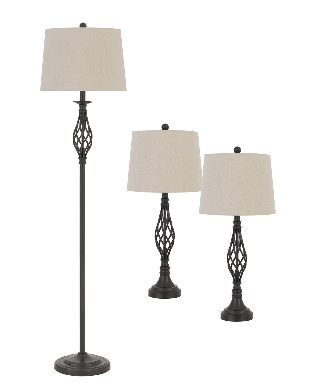 Cal Lighting BO-2963-3 3 Pc Package Table And Floor Lamp Lamp Bronze / Dark