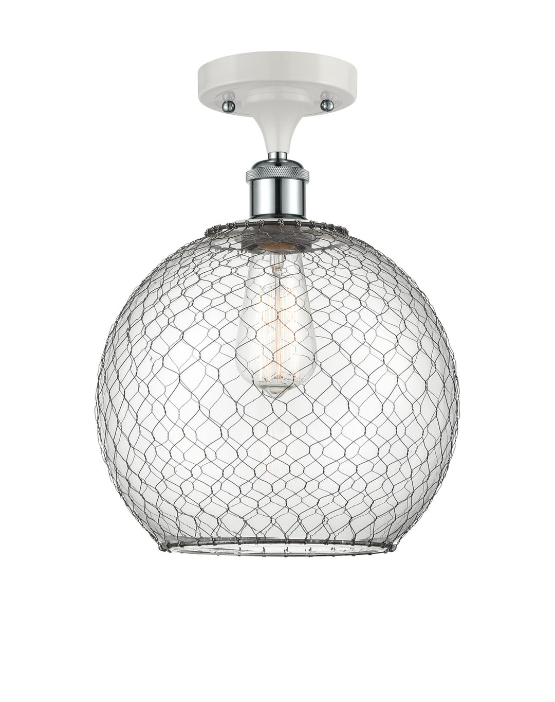 Innovations Ballston 516-1C-WPC-G122-10CBK-LED Ceiling Light - White and Polished Chrome