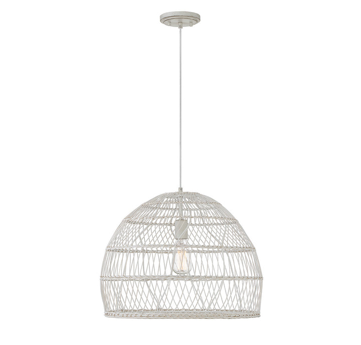 Meridian M70106WR Pendant Light - White Rattan with a White Socket