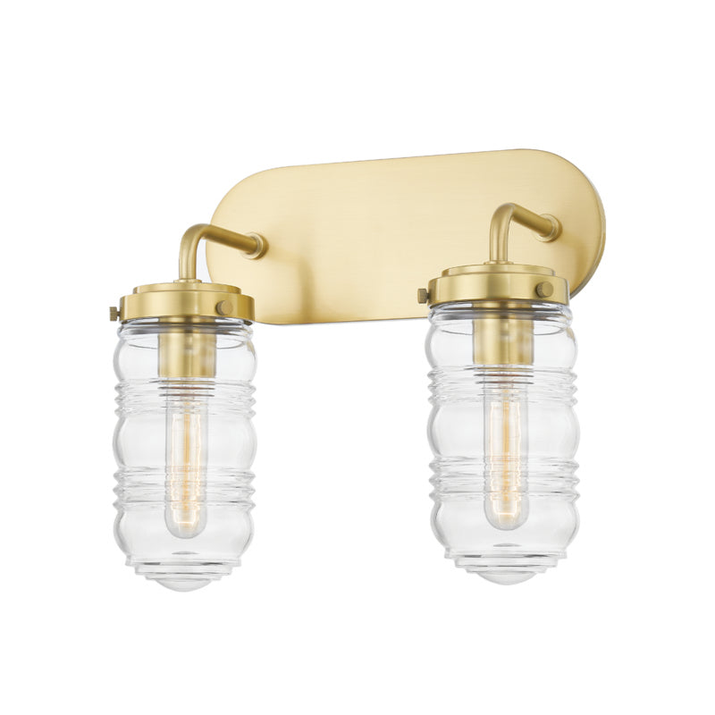 Mitzi Clara H124302-AGB Bath Vanity Light 15 in. wide - Aged Brass