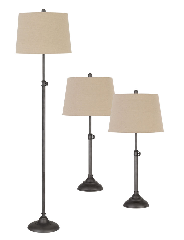 Cal Lighting BO-2984-3 Smart Saving Three Light Table Lamp Lamp Pewter, Nickel, Silver