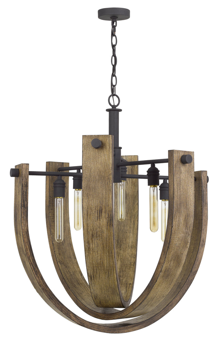 Cal Padova FX-3729-6 Chandelier Light - Light Oak/Iron