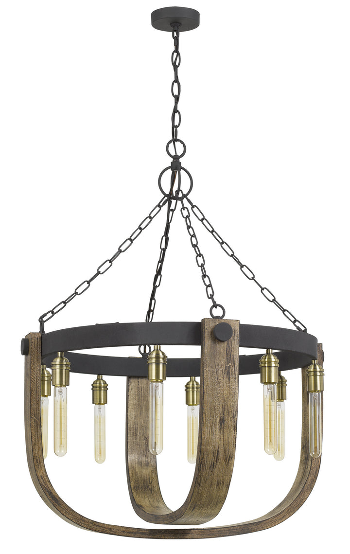 Cal Apulia FX-3730-8 Chandelier Light - Light Oak/Iron