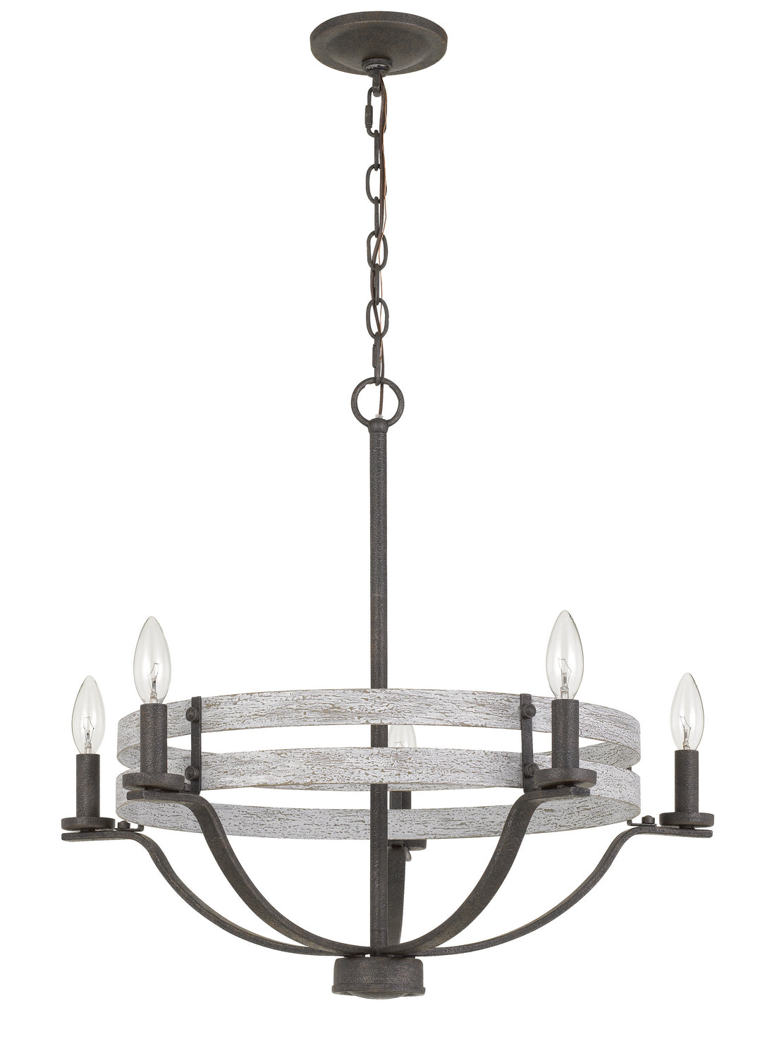 Cal Brig FX-3733-5 Chandelier Light - Natural Wood/Iron