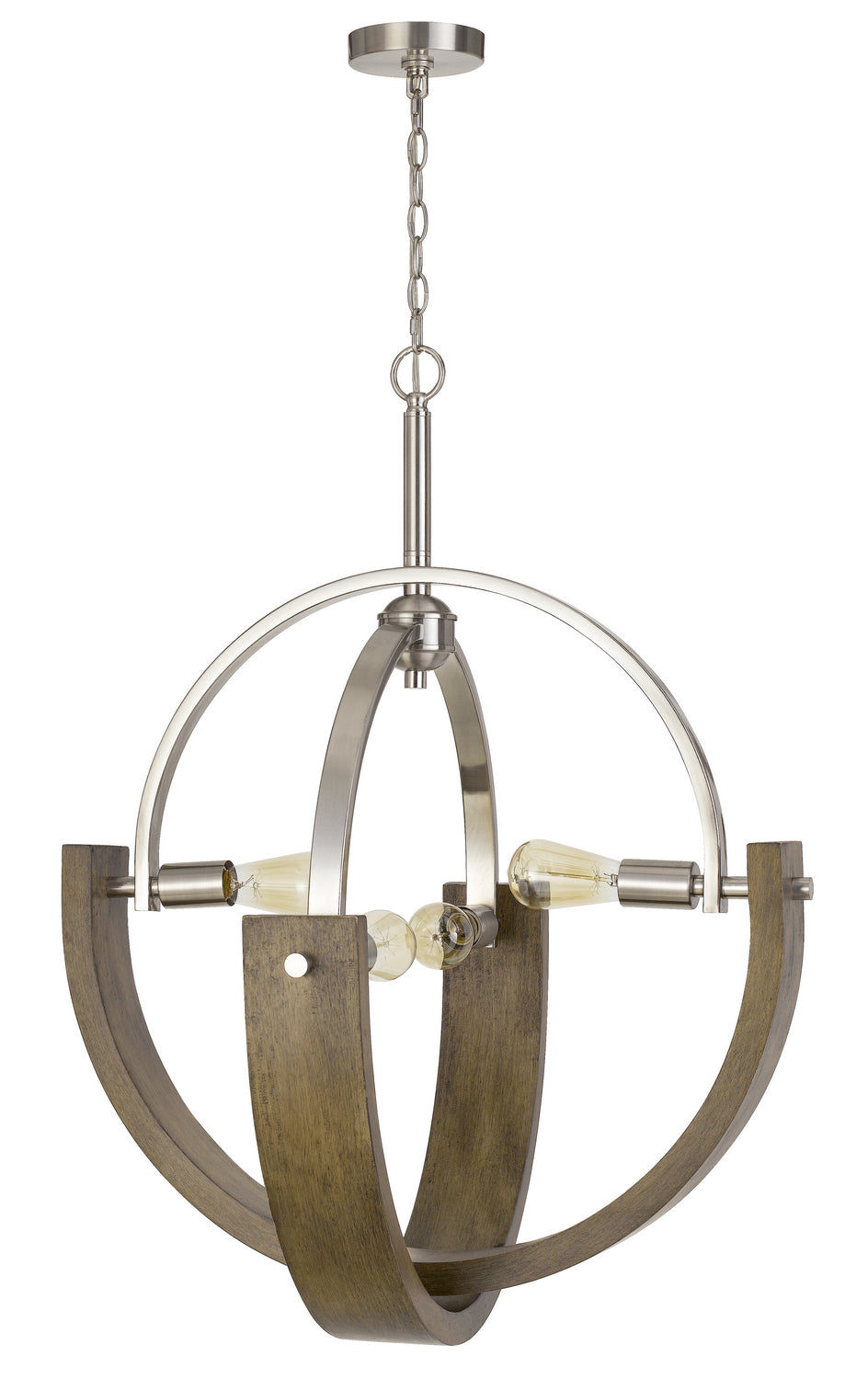 Cal Rauma FX-3741-4 Chandelier Light - Wood/Brushed Steel