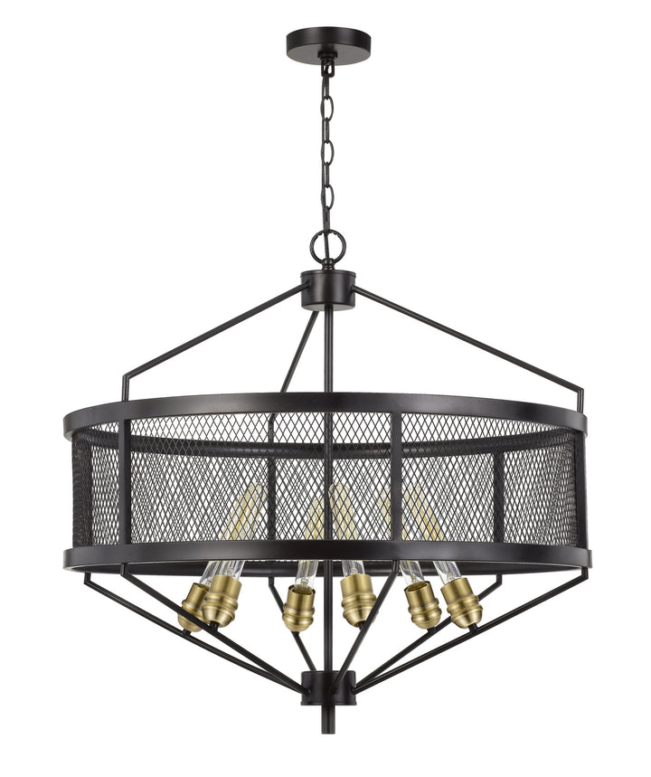 Cal Halle FX-3743-6 Chandelier Light - Black/Antique Brass