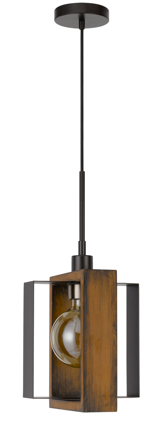 Cal Agrigento FX-3755-1 Pendant Light - Wood/Black