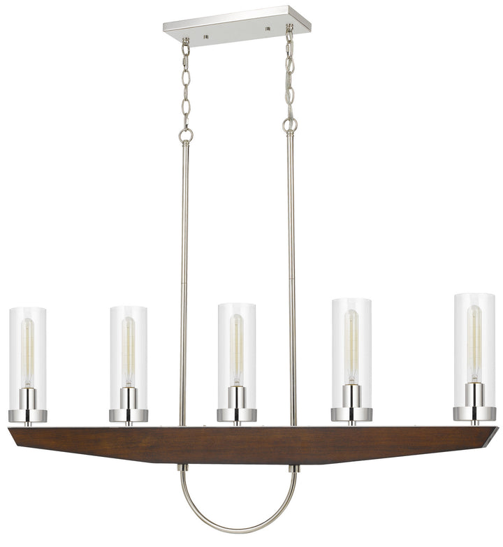 Cal Ercolano FX-3756-5 Pendant Light - Wood/Brushed Steel