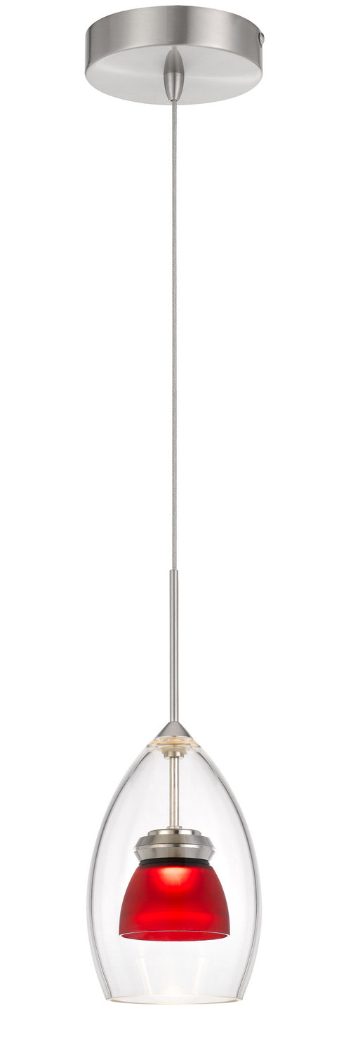 Cal Dimmable With Lutron Brand Dimmers: Dvcl-153P,  Scl UP-128-CL-REDFR Pendant Light - Frosted Red