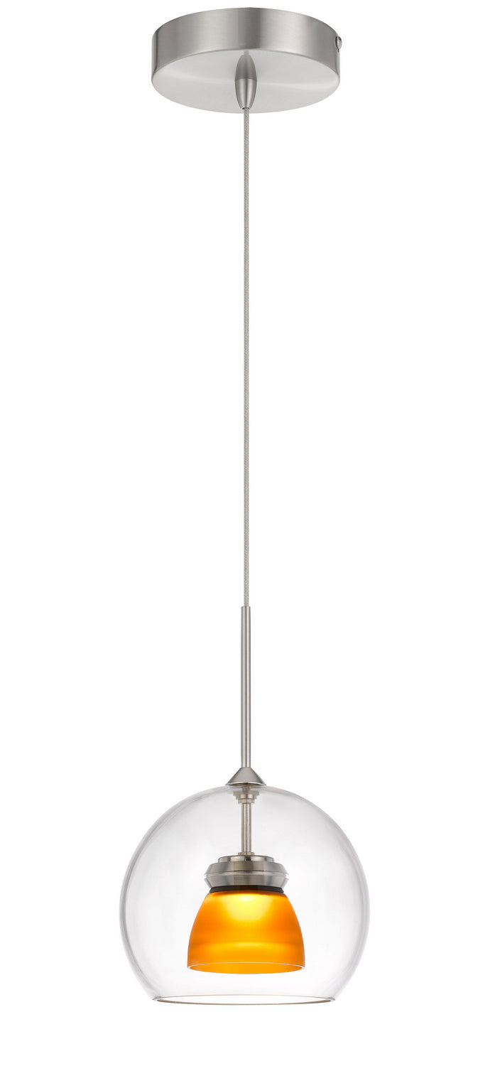 Cal Dimmable With Lutron Brand Dimmers: Dvcl-153P,  Scl UP-335-CL-AMBFR Pendant Light - Frosted Yellow