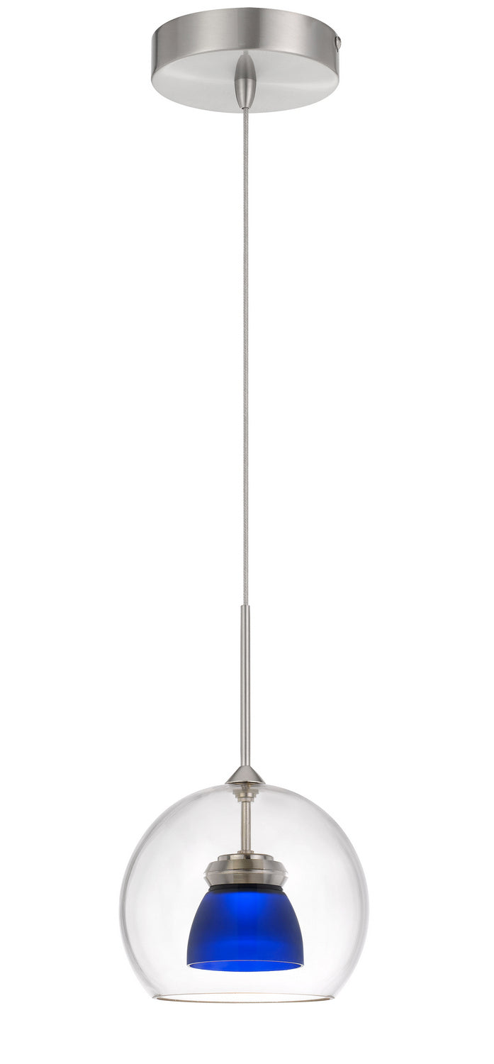 Cal Dimmable With Lutron Brand Dimmers: Dvcl-153P,  Scl UP-335-CL-BLUFR Pendant Light - Frosted Blue