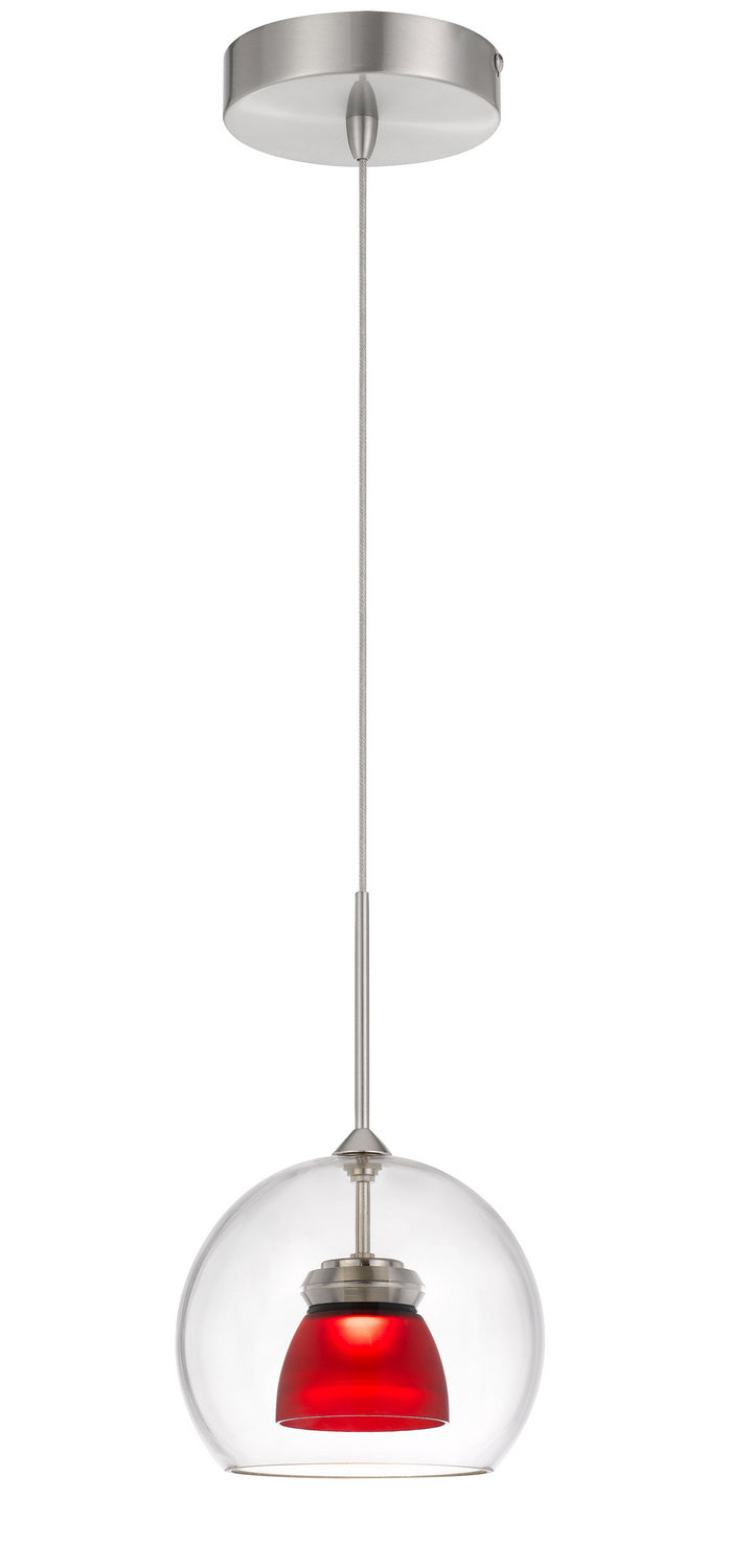 Cal Dimmable With Lutron Brand Dimmers: Dvcl-153P,  Scl UP-335-CL-REDFR Pendant Light - Frosted Red