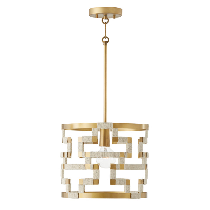 Capital Hala 341011NL Pendant Light - Bleached Natural Jute and Patinaed Brass