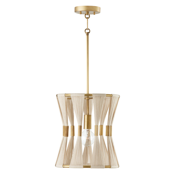 Capital Bianca 341111NP Pendant Light - Bleached Natural Rope and Patinaed Brass