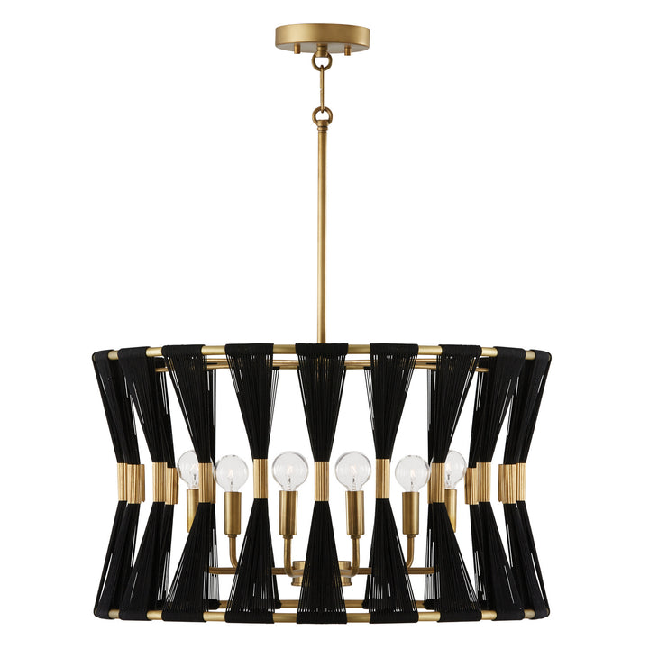 Capital Bianca 341161KP Pendant Light - Black Rope and Patinaed Brass