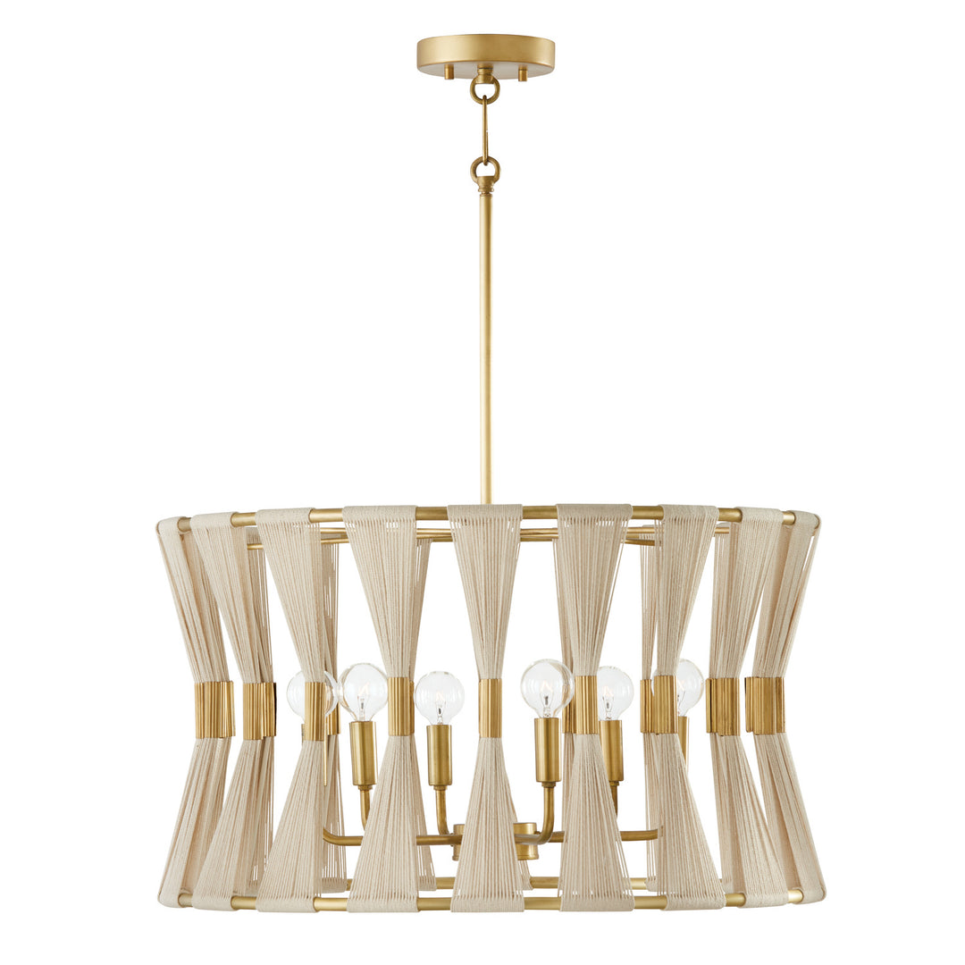 Capital Bianca 341161NP Pendant Light - Bleached Natural Rope and Patinaed Brass