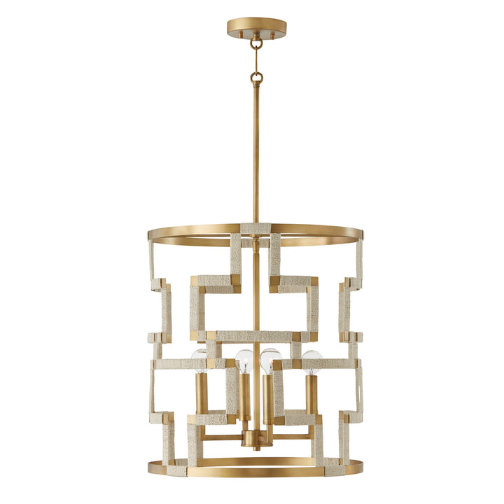 Capital Hala 541041NL Pendant Light - Bleached Natural Jute and Patinaed Brass