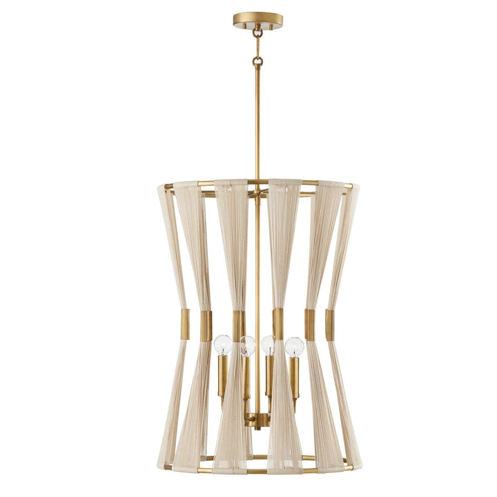 Capital Bianca 541141NP Pendant Light - Bleached Natural Rope and Patinaed Brass