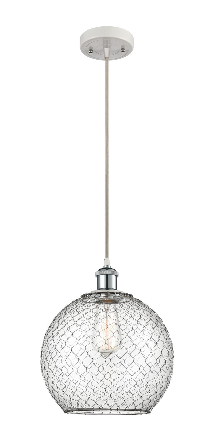 Innovations Ballston 516-1P-WPC-G122-10CBK Pendant Light - White and Polished Chrome