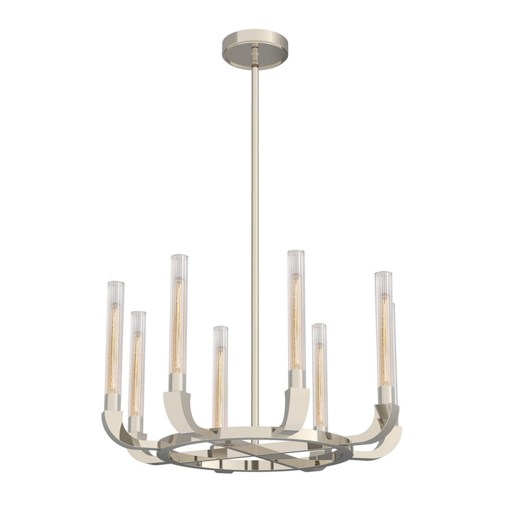 Alora flute CH316708PNCR Chandelier Light - Polished Nickel/Ribbed Glass