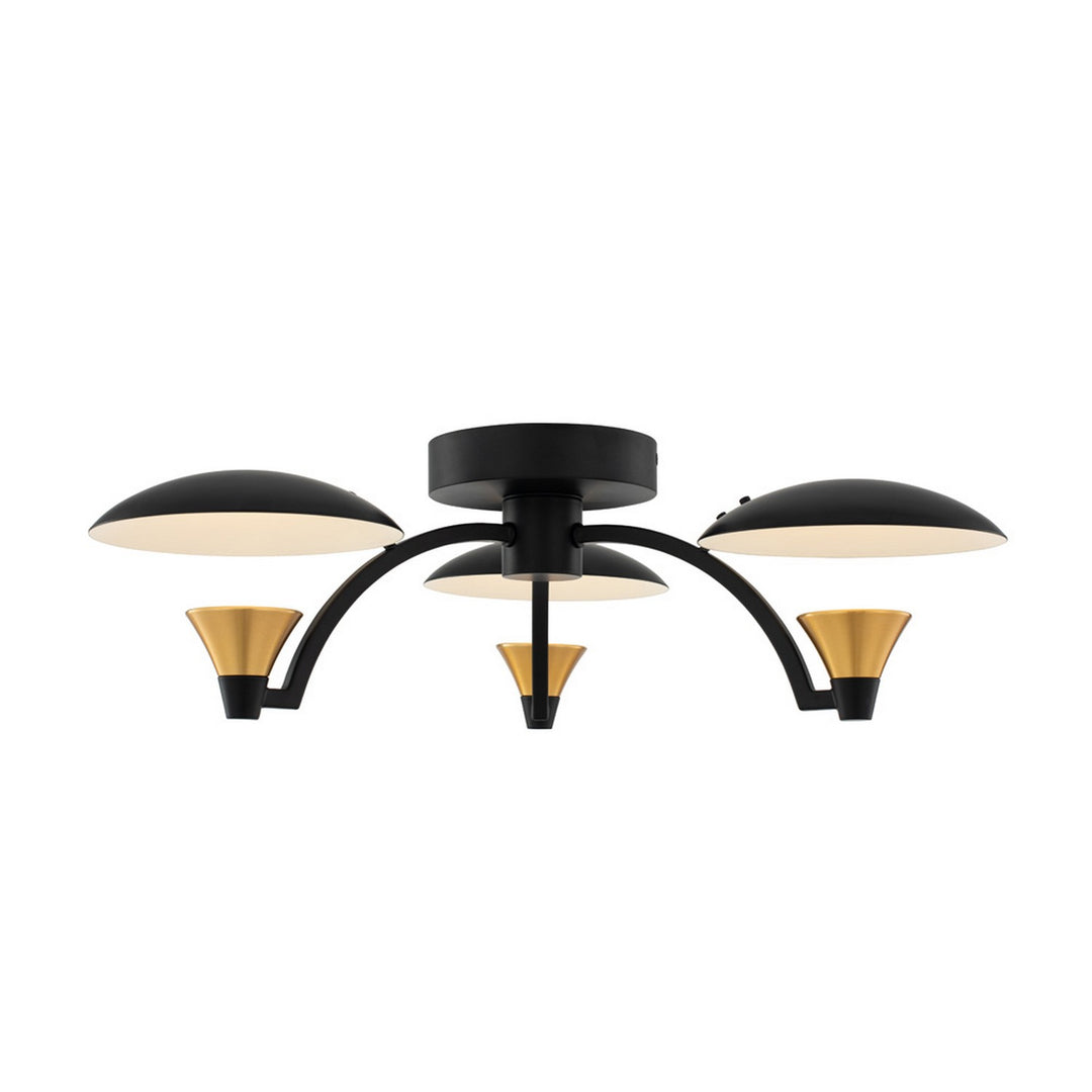 Kalco Redding 513645BWB Ceiling Light - Matte Black w White and Brass Accent