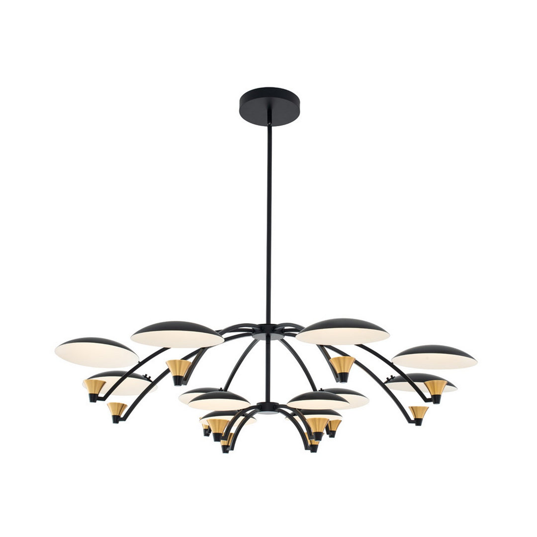 Kalco Redding 513673BWB Chandelier Light - Matte Black w White and Brass Accent