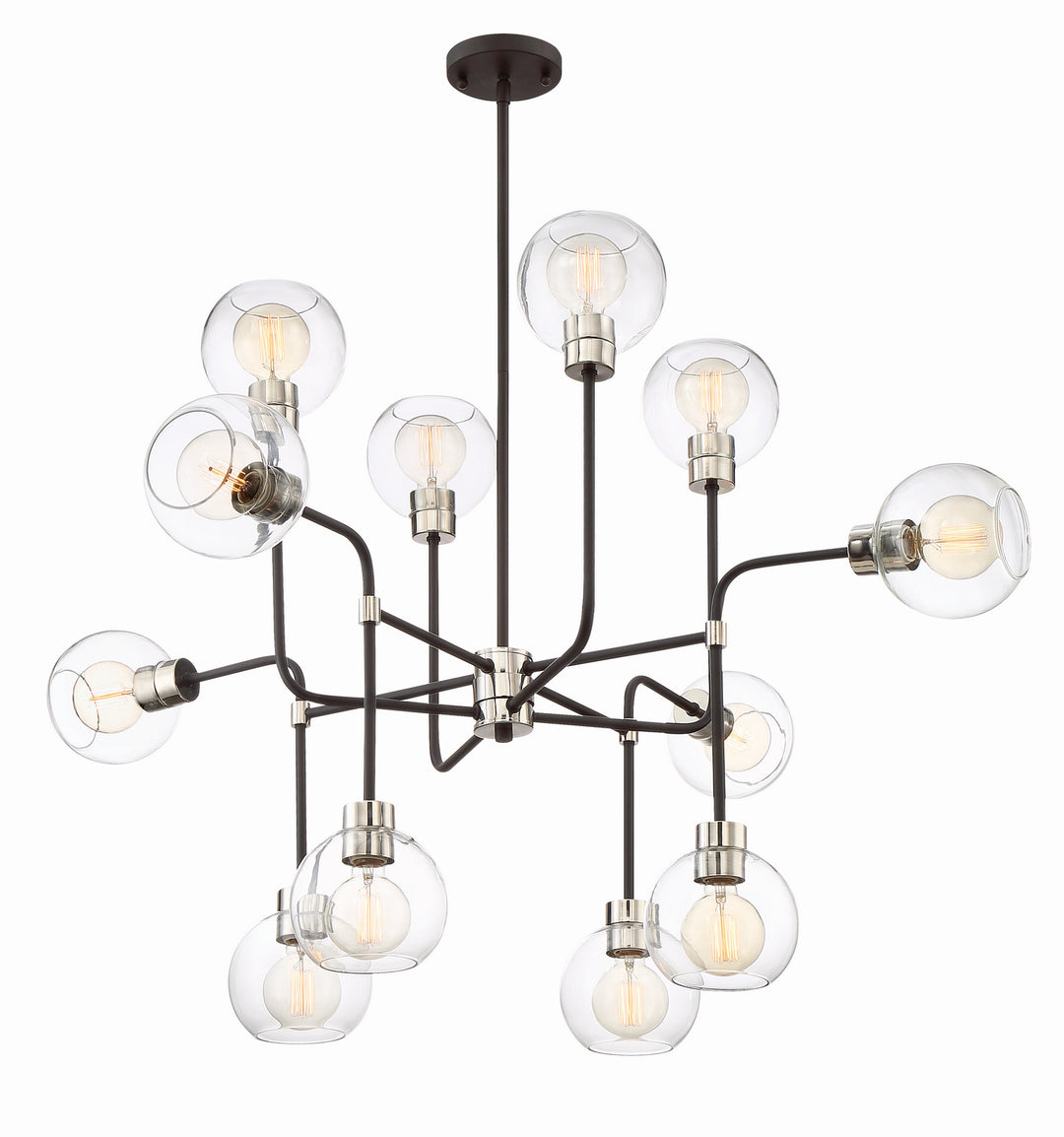 Zeev Pierre CD10223-12-PN+MBK Chandelier Light - Polished Nickel