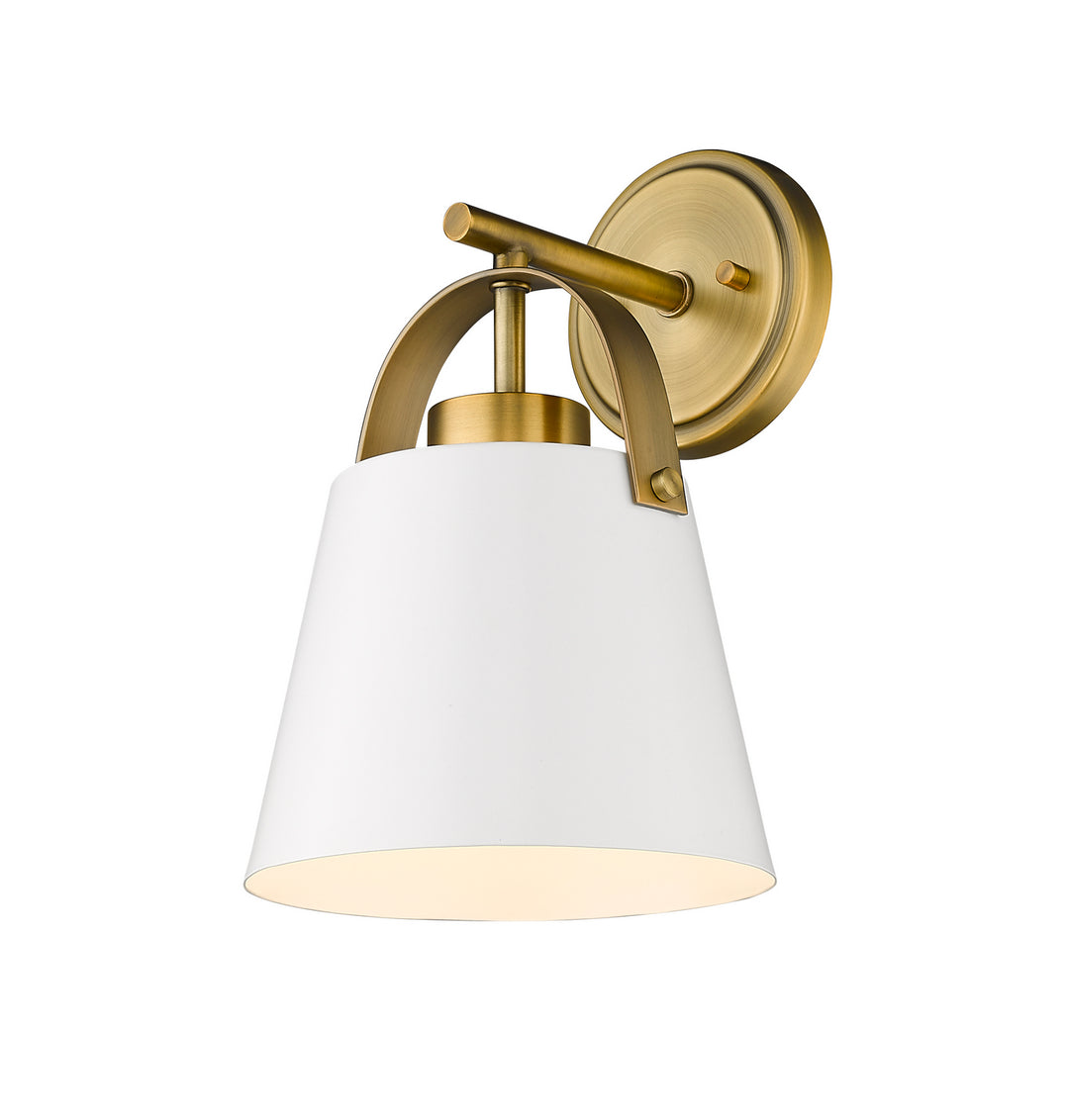 Z-Lite Z-Studio 726-1S-MW+HBR Wall Sconce Light - Matte White / Heritage Brass