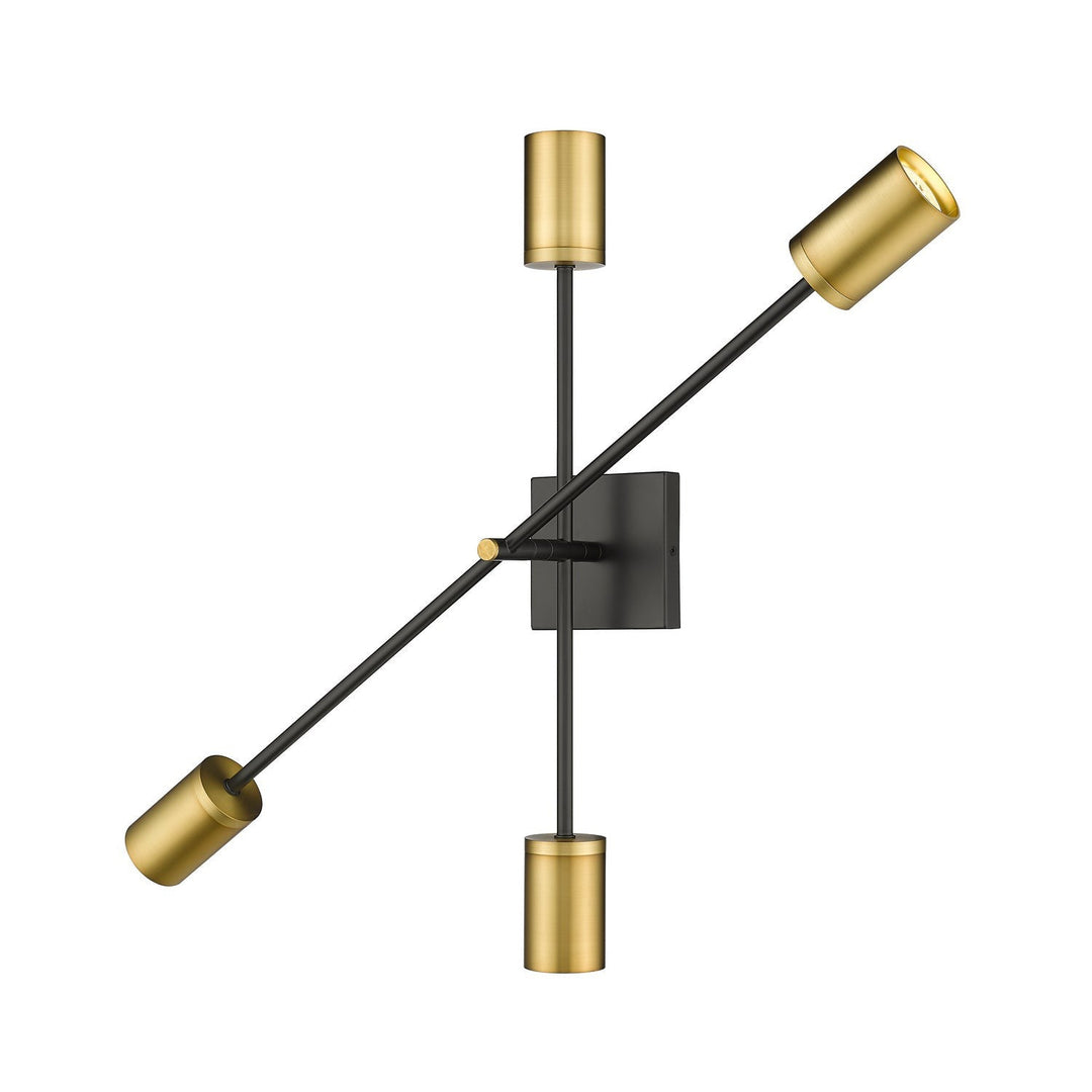 Z-Lite Calumet 814-4S-MB-OBR Wall Sconce Light - Matte Black / Olde Brass