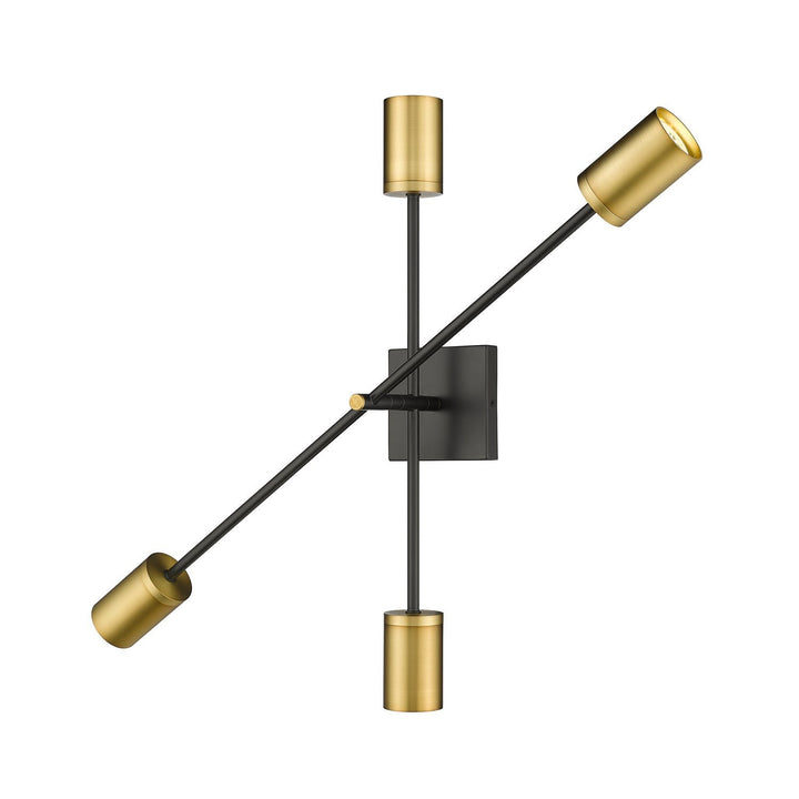 Z-Lite Calumet 814-4S-MB-OBR Wall Sconce Light - Matte Black / Olde Brass