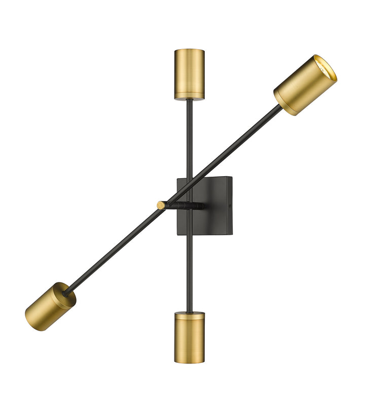Z-Lite Calumet 814-4S-MB-OBR Wall Sconce Light - Matte Black / Olde Brass