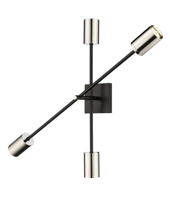 Z-Lite Calumet 814-4S-MB-PN Wall Sconce Light - Mate Black / Polished Nickel