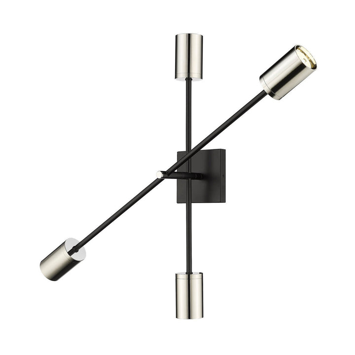 Z-Lite Calumet 814-4S-MB-PN Wall Sconce Light - Mate Black / Polished Nickel