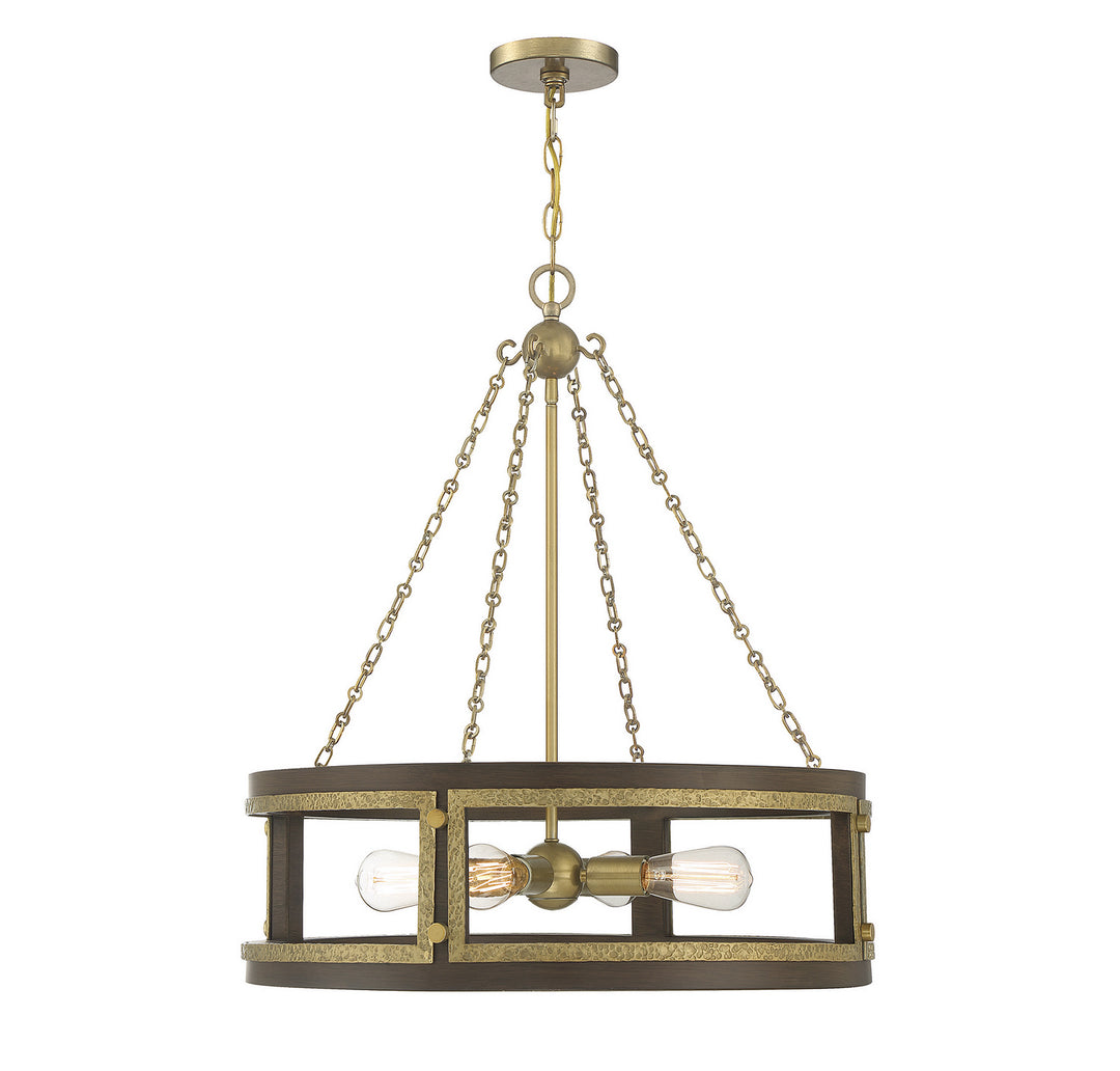 Savoy House Lakefield 1-1490-4-170 Chandelier Light - Burnished Brass with Walnut