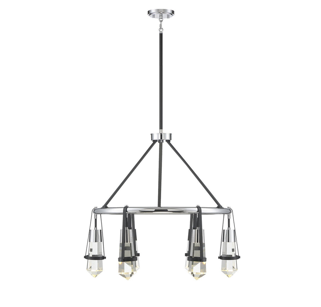 Savoy House Denali 1-7707-6-67 Chandelier Light - Matte Black with Polished Chrome Accents